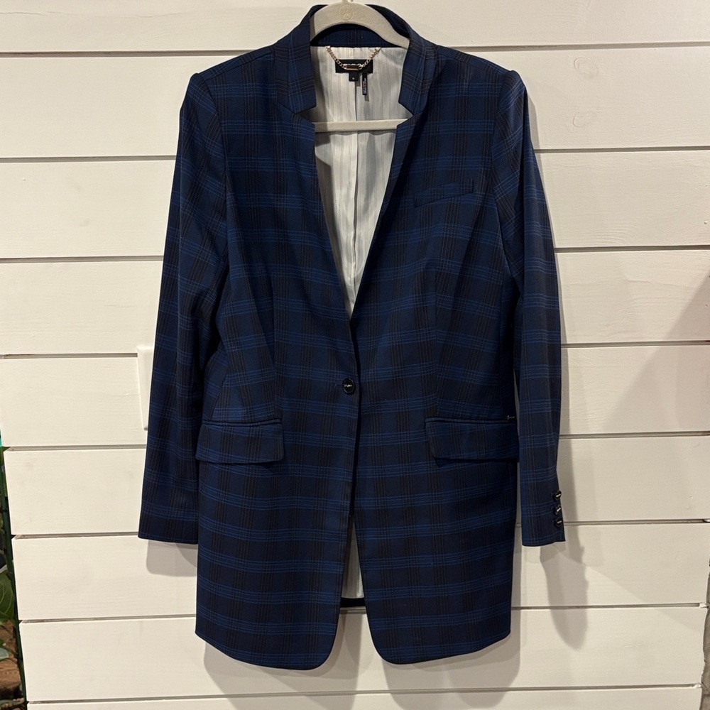 DKNYWomen's Blue Plaid Blazer